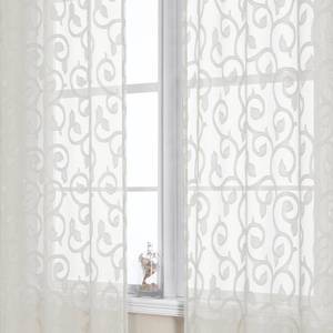 lot 39931 image: OWENIE Furman Sheer Curtains 63 inch Length for Bedroom Living Room 2 Panels Set, Jacquard Clip Textured Semi Sheer Curtains, Light Filtering Rod Pocket Farmhouse Window Treatments, Ivory, 40Wx63L - Retail $10