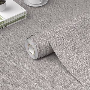 lot 39944 image: WADILE Grasscloth Peel and Stick Wallpaper 15.7in x 78.7in, Textured Contact Paper for Cabinets, Faux Linen Wall Paper Pull and Stick, Fabric Vinyl Wallpaper Self Adhesive Light Gray - Retail $7