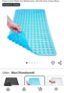 lot 39946 image: Non-Slip Bathroom Floor Mat 35x16 Clear Blue - Retail $15