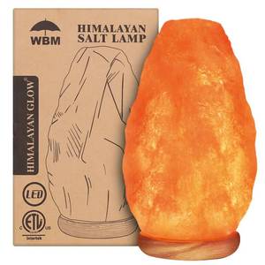 lot 48785 image: WBM Salt Lamp - USB Himalayan Salt Lamp with Touch Dimmer Control, Natural Pink Crystal, 5-7 lbs, Wooden Base, LED Bulb, Room Decor, Home Decor, Relaxation, Ambiance, Gift plug is cut off  - Retail $25