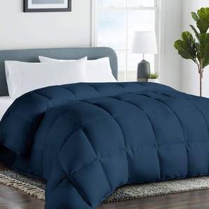 lot 48786 image: COHOME Quilted Oversized King Size Comforter - All-Season Down Alternative Duvet Insert - Luxury Hotel Winter Warm Navy Blue Comforter with Anti-Clump Tech & 8 Tabs - Reversible 98x116 - Retail $80