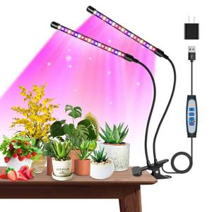 lot 48795 image: Grow Lights for Indoor Plants, Garpsen Grow Light with Red Blue Full Spectrum, 2 Heads Clip 40 LEDs Plant Light for Indoor Plants, 3 Switch Modes & Auto ONOff, 6 12 16H Timer, 5 Dimmable Levels - Retail $17