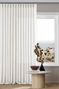 lot 48798 image: Off White Linen Pinch Pleated Curtains 80 Inches Long 2 Panels for Living Room Bedroom Beige White Textured Linen Pleated Hooks Rings Back Tab Boho Neutral Light Filter Curtain Drapes 80 Inch Length - Retail $54