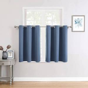lot 48800 image: ChrisDowa Small Window Curtains for Kitchen and Bedroom - Grommet Short Thermal Insulated Room Darkening Curtains (2 Panels, Stone Blue, 42 x 36 Inch) - Retail $21