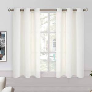 lot 48803 image: BGment Ivory Cream Short Linen Sheer Curtains 48 Inch Length for Small Windows, Grommet Light Filtering Casual Windows Textured Privacy Curtains for BedroomLiving Room, 2 Panels (Each 38 x 48 Inch) - Retail $24
