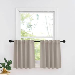 lot 48812 image: RYB HOME Kitchen Window Curtains - Blackout Privacy Half Window Curtains for Bedroom Bathroom Dining Living Room Cafe Office Short Tiers Drapes, W 34 x L 36 inches, 2 Panels, Sand - Retail $19