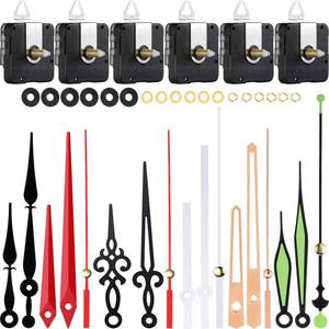 lot 48822 image: Mudder 6 Pieces High Torque Long Shaft Clock Movement Mechanism with Pasters, Hooks and 6 Different Pairs of Hands Clock Repair Parts Replacement (20 mm 0.78 Inches) - Retail $16