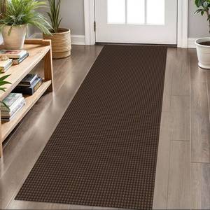 lot 48824 image: KOZYFLY Runners for Hallways 2x6 ft Washable Kitchen Runner Non Slip Rubber Backed Hall Runners Cotton Entryway Runner Rugs Floor Carpet for Indoor Backdoor Bedroom Kitchen, Reddish BrownCoffee - Retail $33