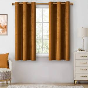 lot 48829 image: ANRODUO Golden Brown Velvet Curtains 63 Inches Long Blackout Thermal Insulated Soundproof Curtain Privacy Room Darkening Curtains Grommet Window Drapes for Bedroom Living Room 42 x 63 Inch Set of 2 - Retail $37