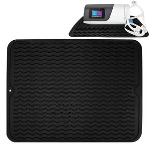 lot 48830 image: FWUNYVN CPAP Silicone Protector Mat, Waterproof Mat,Shock Absorption Nightstand Protector Mat Reducing Noise, Non-Slip Protective Pad Ensure CPAP Machine Stays Stable On CPAP Nightstand,Black - Retail $10