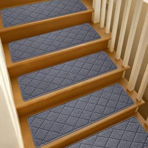 lot 48840 image: Stair Treads for Wooden Steps Indoor, 15Pcs Non Slip Peel and Stick Carpet Stair Treads, Self Adhesive Washable & Reusable Stair Runner Rug for Kids Elders Pets-Gray 8 x 30 - Retail $41