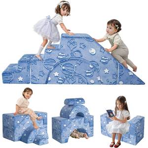 lot 48847 image: MeMoreCool Foam Climbing Toddler Couch Modular Kids Sofa with Slide & Stair  Convertible Baby Couch for Playroom, Sectional Furniture for Crawling, Climbing, Kids Play - Retail $81