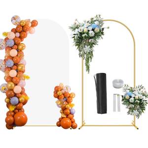 lot 48848 image: 6.6FT Wedding Arch Backdrop Stand and White Cover, Metal Arch Backdrop Stand and Cover Set for Parties, Birthdays, Baby Showers, Bridal, Banquets, Ceremonies, Event Decor - Retail $31