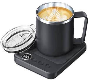 lot 48856 image: Coffee Mug Warmer & Mug Set for Desk, Smart Coffee Cup Warmer with 16oz Heated Mug, Coffee Heater with Auto Shut Off for OfficeHome, BirthdayValentines DayCoffee Gifts for Men & Women, Black - Retail $36