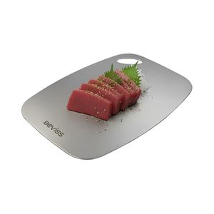 lot 51671 image: Beviss Real 99.85% Pure Titanium Cutting Board 11.45 x 8.15- BPA Free, Non-Porous & Durable Kitchen Chopping Board for Meat, Vegetables, Fruits - Retail $20