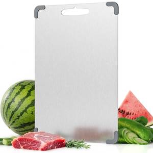 lot 51673 image: Premium Pure Cut Titanium Cutting Board Dual Sided, Non Toxic, Non Slip & Dishwasher Safe Ideal Titanium Cutting Boards for Kitchen - Retail $23