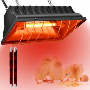 lot 55206 image: CERISURIO Chicken Coop Heating Lamp Brooder 250W, Adjustable Heating Temperature and Hanging Height, with Aluminum Alloy Lampshade, Suitable for Poultry Indoor Heater (Black) - Retail $20