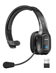 lot 55215 image: TECKNET Trucker Bluetooth Headset, Trucker Bluetooth Headphones with Microphone AI Noise Canceling Wireless On Ear Headset, Hands Free Wireless Headset for Cell Phone Computer Office Home (Black) - Retail $32