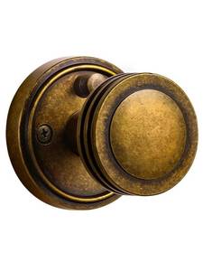 lot 55216 image: SORWDUERM 1 Pack Antique Brass Bronze Door Knob Interior Privacy Door Knobs with Lock Door Handle Bedroom and Bathroom Zinc Alloy - Retail $38