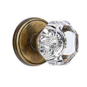 lot 55218 image: CLCTK Crystal Door Knobs Interior, Vintage Passage Glass Antique Brass Door Knobs Octagon for Hall Closet - Retail $36