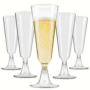 lot 55222 image: Qeirudu 5.5 oz Plastic Champagne Flutes, 40 Pack Disposable Champagne Glasses Clear Mimosa Glasses for Valentines Day, Weddings, Buffets - Retail $10