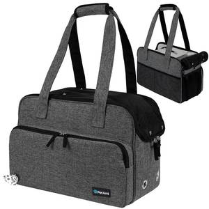 lot 55228 image: PetAmi Small Dog Purse Carrier, Soft-Sided Pet Carrier Bag with Pockets, Portable Puppy Cat Travel Handbag Tote, Airline Approved Breathable Mesh, Poop Bag Dispenser, Sherpa Bed, Max 18 lbs, Dark Gray - Retail $31