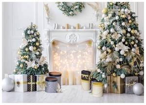 lot 55239 image: WOLADA Christmas Photo Backdrop White Christmas Party Backdrop for Photography 10x8FT 11973 - Retail $46