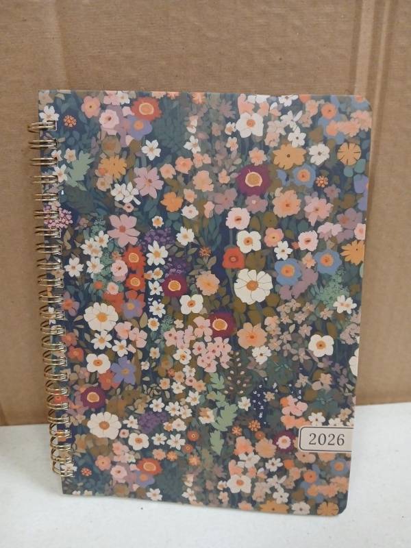 lot 29451 image: 2026 Floral Pattern Spiral Planner with Monthly Tabs