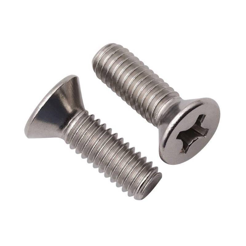 lot 29476 image: 14-20 x 34 (28 Pack) Phillips Flat Head Machine Screws, Stainless Steel 304 (18-8), UNC Coarse Thread, Countersunk Head Machine Screws, Phillips Drive #3