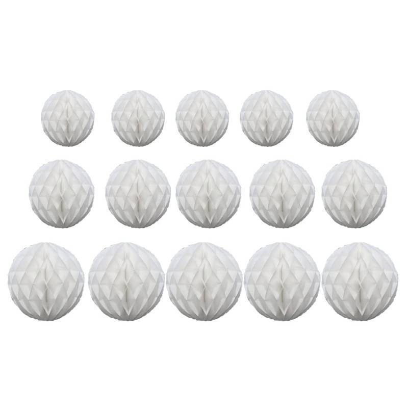 lot 39605 image: Honeycomb Ball Decorations - 4 6 8 Tissue Pom Pom Hanging Balls for Parties, Baby Showers, Birthdays & Weddings (White) 15 peice