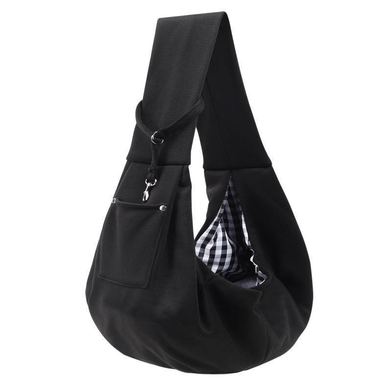 lot 48310 image: Dog Carrier Sling - Reversible Puppy Carrier Purse with Storage Pocket, Hand-Free Dog Sling Carrier for Carry Small Dogs and Cats, Travel Safety Harness, Dog and Cat Harness(Black)