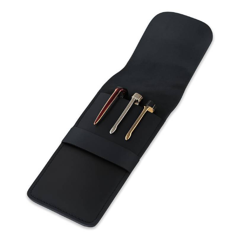 lot 29420 image: TheAntiq Genuine Leather Pen Case - 3 Pen Holder, Brown Leather Protector for Fountain, Ballpoint & Rollerball Pens, Travel Organizer