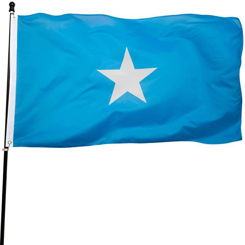 lot 54961 image: DANF Somalia Flag 3x5 Ft Thick Polyester, Fade Resistant, Brass Grommets, Canvas Header Somali National Flags with 3 X 5 Feet