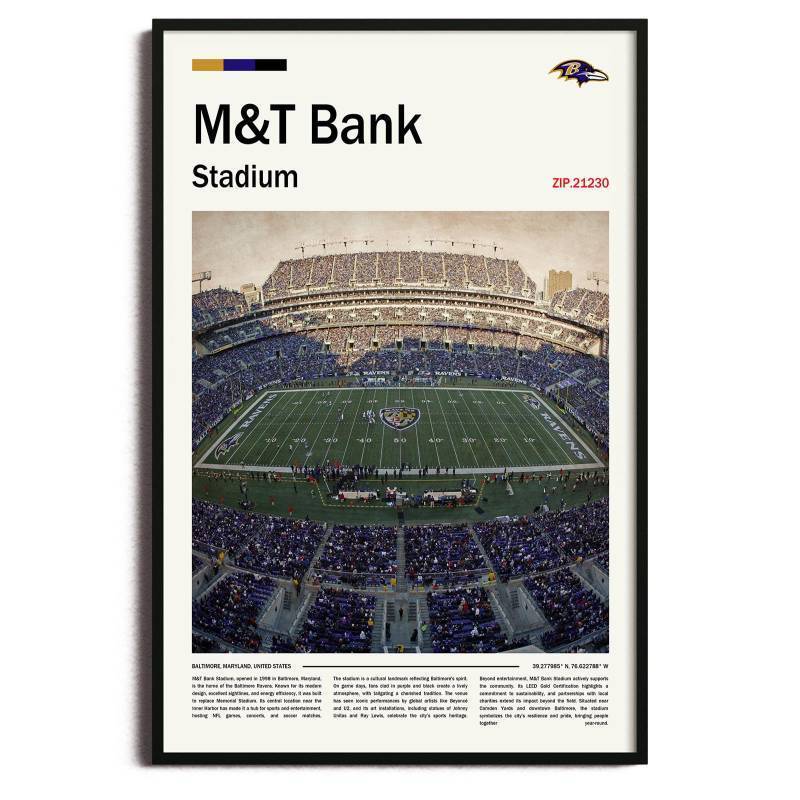lot 54982 image: (Unframed 11x17) M&TBankStadium Canvas Print Baltimore Home Field Wall Art for Ravens Fans, Sports poster for Game Room or Man Cave Decor
