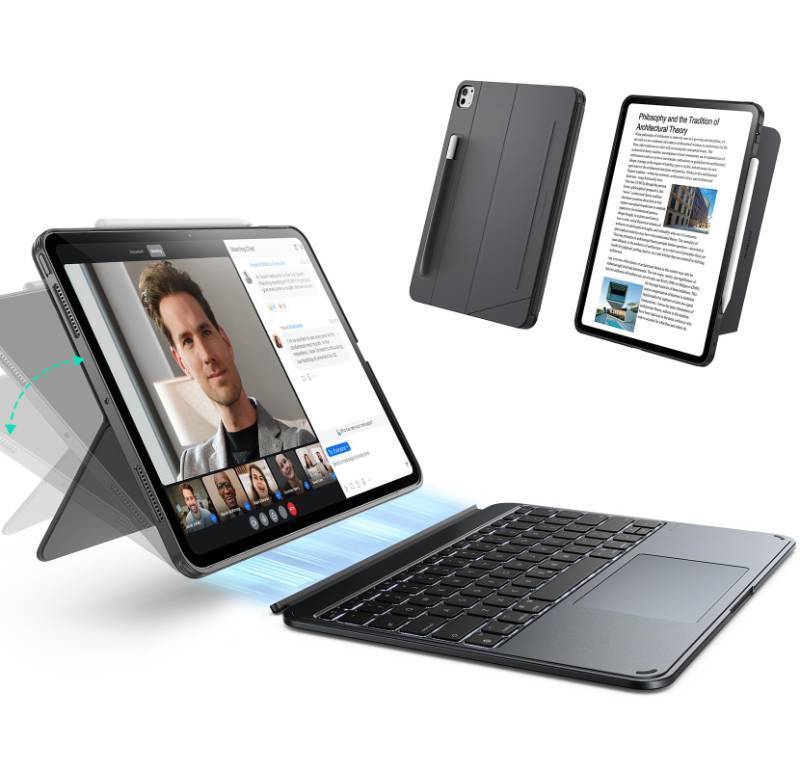 lot 55780 image: ESR for iPad Pro 13 Case with Keyboard (M5M4, 20252024), Magnetic Detachable Keyboard, PortraitLandscape Modes, Large Click-Anywhere Trackpad, Backlit Keys, Shift Series, Dark Gray