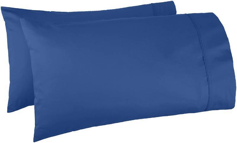 lot 48351 image: Amazon Basics 400 Thread Count Cotton Pillow Cases, King, 40 L x 20 W, Navy - Set of 2, Pillows Not Included