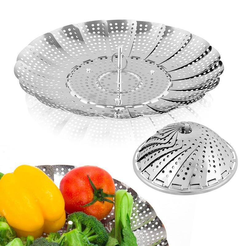 lot 48377 image: Sayfine Vegetable Steamer Basket, Premium Stainless Steel Veggie Steamer Basket for cooking - Folding Expandable Steamers to Fits Various Size Pot (Large(6 to 10.5)