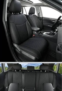 lot 3529 image: GIANT PANDA Full Set Car Seat Covers Custom Fit for Toyota Rav4 2013 2014 2015 2016 2017 2018 Rav 4 XLE SE Limited Platinum Adventure(NOT for Hybrid Version),Faux Leather  Polyester Fiber(Black)