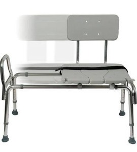 lot 3536 image: DMI Tub Transfer Bench and Shower Chair with Non Slip Aluminum Body, FSA Eligible, Adjustable Seat Height and Cut Out Access, Holds Weight up to 400 Lbs, Bath and Shower Safety, Transfer Bench