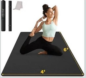 lot 3537 image: CAMBIVO Large Yoga Mat (6x 4), Extra Wide Workout Mat for Men and Women, 0.240.320.40.48 Thick Exercise Fitness TPE Mat for Home Gym, Yoga, Pilates, Workout (Barefoot Exercise)