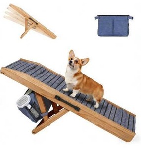 Dog Ramp for High Bed with Storage Bag, Heavy Duty Medium Dog Ramp for Couch, 4 Adjustable Height from 19'' to 26\", Portable Stable Pet Steps with Non-Slip Pad, Pet Ramps Use for Sofa Couch Stairs