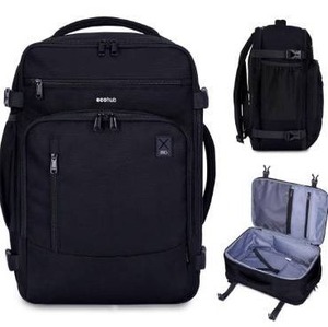 lot 3539 image: ECOHUB 17 Small Travel Backpack, United Airlines Personal Item Bag 17x10x9 with 16 Pockets, Water Resistant Rucksacks Fit 15.6 Laptop, AirTag Pocket, Lightweight Casual Daypack, 25L, Black