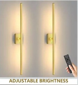 lot 3553 image: Gold Battery Operated Wall Sconce, Cordless Rechargeable Wall Sconces Set of 2, Modern 4CCT Dimmable Wall Lamps Battery Operated with Remote Control for Bedroom Living Room 31.5 Inch