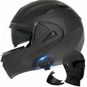 lot 3556 image: Motorcycle Bluetooth Modular Helmet, DOT Approved Dual Visor Full Face Flip Up Bluetooth Integrated Motorcycle Helmet for Adults Men and Women Medium