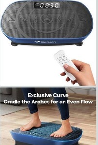 lot 3559 image: MERACH Vibration Plate Exercise Machine, Curved Vibration Plate for Lymphatic Drainage Weight Loss, Vibrating Plate with Real-Time Calorie Tracking on LED Display, Workout Equipment for Home Women Men