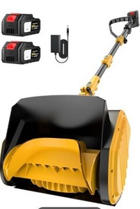 lot 3565 image: Electric Snow Shovel, 21000RPM Cordless Snow Blower, 13 Snow Blower with 2 Powered 24V Batteries, Lightweight for Easy Snow Removal on Steps,Patio,Driveway,Home,Yellow