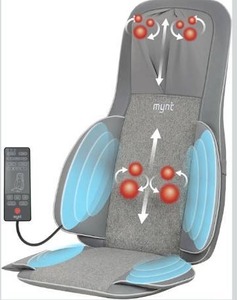 lot 3570 image: Mynt FSA Eligible HSA Approved Shiatsu Neck and Back Massager for Chair with 10 Deep Kneading Nodes, 2D & 3D Adjustable Back Massage with Heat, Portable Massage Chair Pad (Gray)