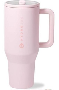 lot 3581 image: HydroJug Traveler - 32 oz Water Bottle with Handle & Flip Straw - Fits in Cup Holder, Leak Resistant Tumbler-Reusable Insulated Stainless Steel & Rubber Base - Gifts for Women & Men, Pink Sand