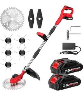 lot 3583 image: Cordless Weed Wacker 9-inch, Brushless Weed Eater with 5 Blades & 2  2.0Ah Batterties, Lawn Mower Battery Powered String Trimmer, Electric Grass Trimmer for Lawn Garden Work