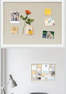lot 3585 image: Cork Board with Linen White,Bulletin Board 23x17 Hanging Corkboards for Office Home School Message Board or Vision Board Decoration.